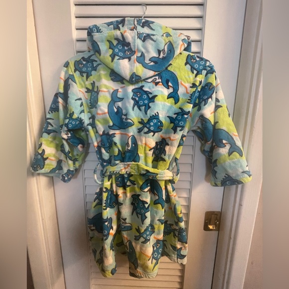 Steve Swim Bath Robe/Swim Coverup Size 7/8. Hooded w/2 front Pockets & Belt Tie - Picture 3 of 5